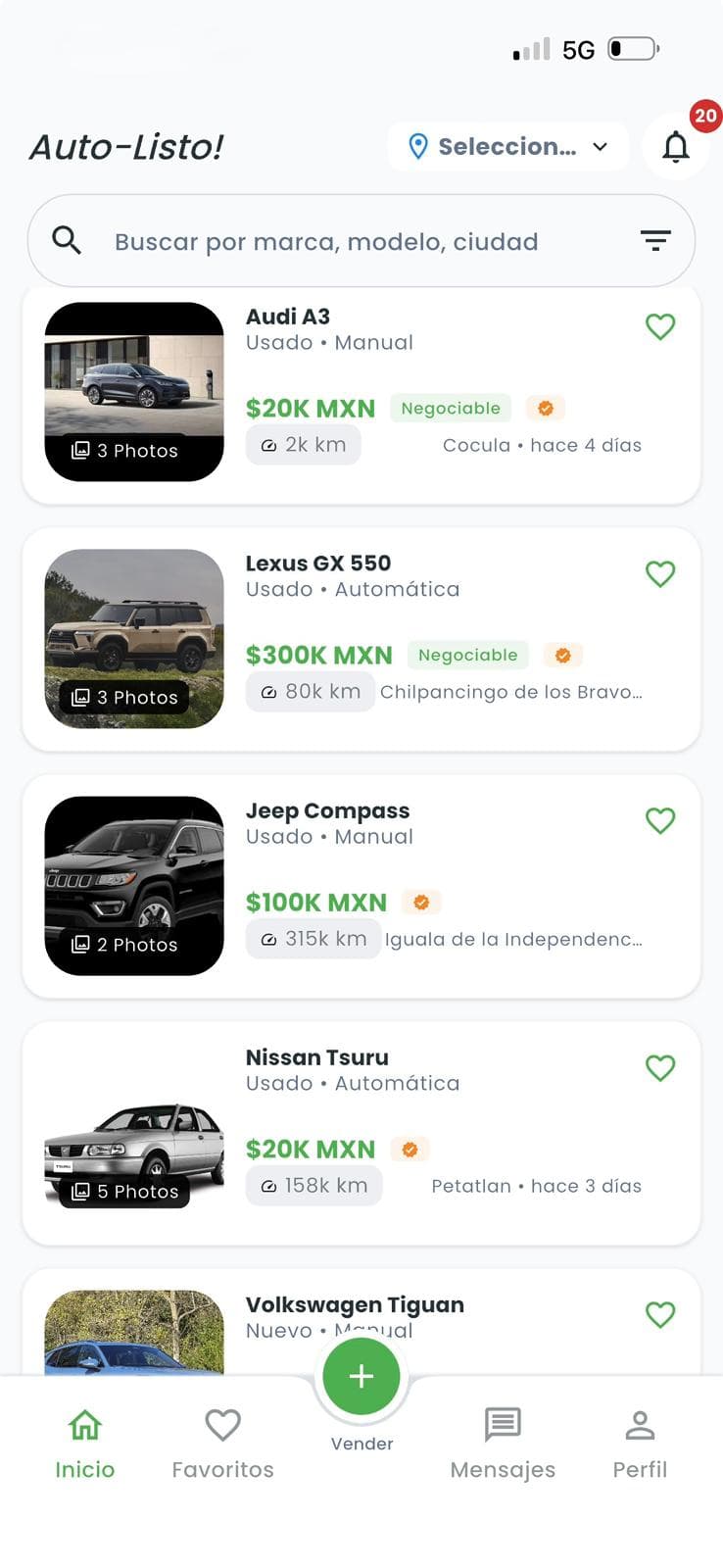 Inicio de Auto-Listo! con anuncios de autos en Guerrero