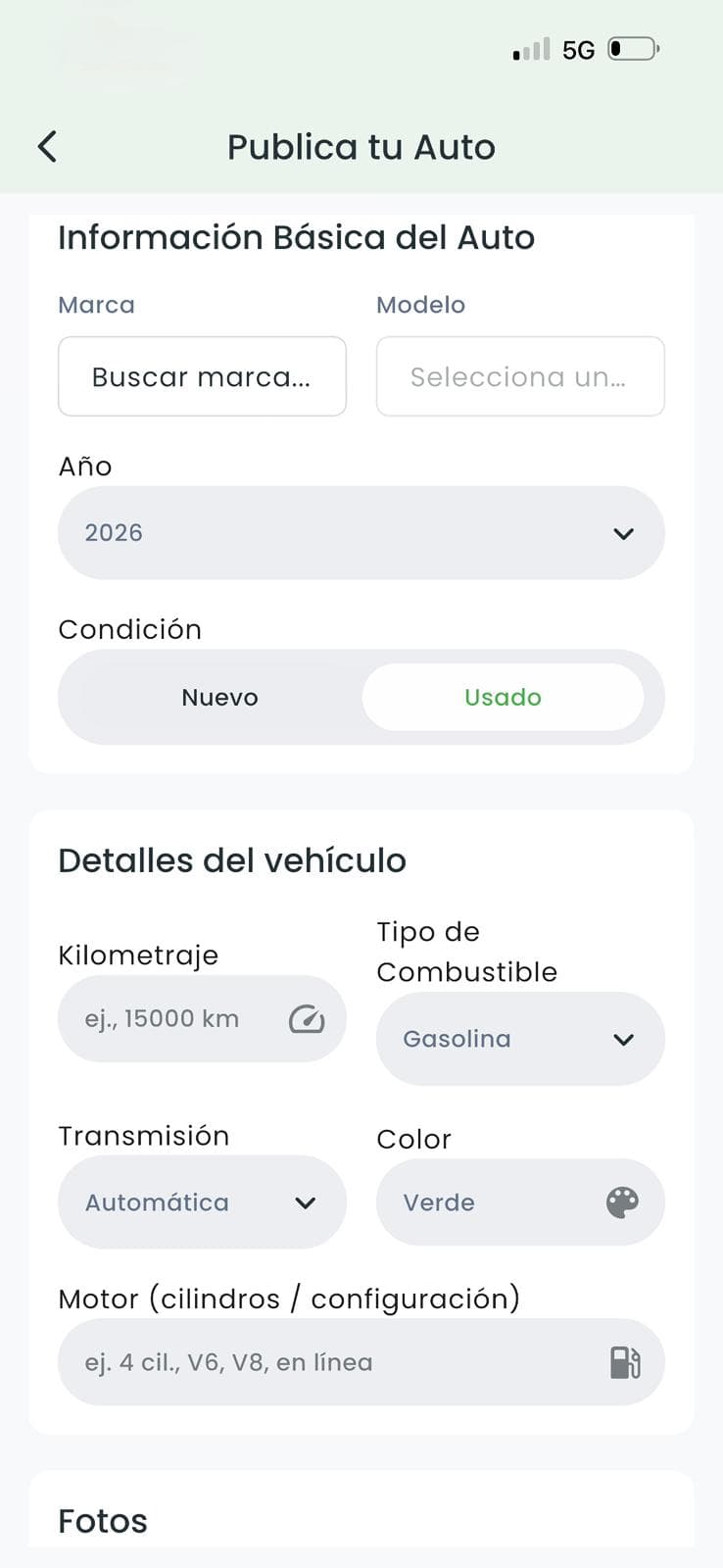 Formulario para publicar un anuncio con fotos y descripción